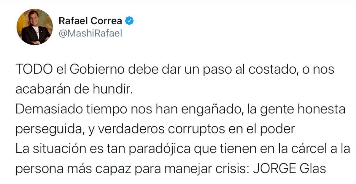 Tuit de Rafael Correa
