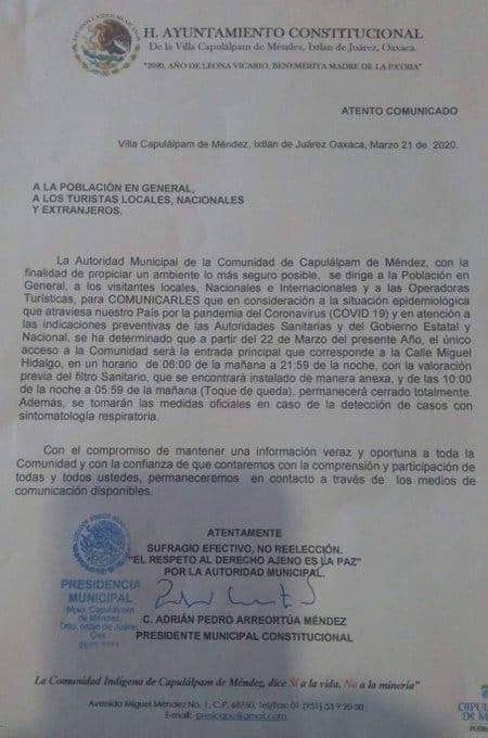 Toque de queda Oaxaca