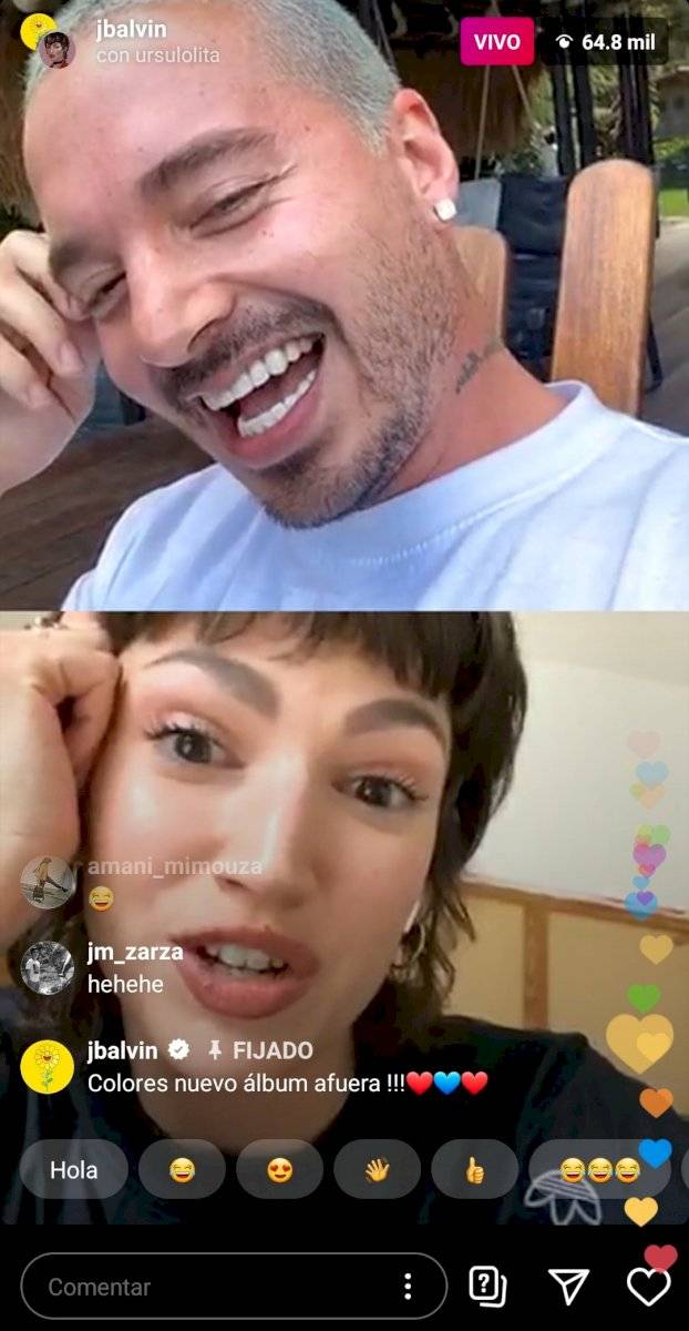 J Balvin y Úrsula Corberó en un live de Instagram