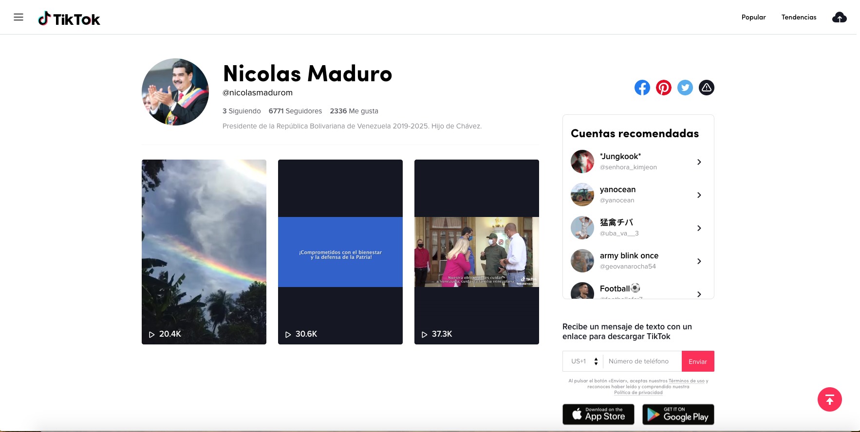 Nicolas Maduro tiene Tik Tok