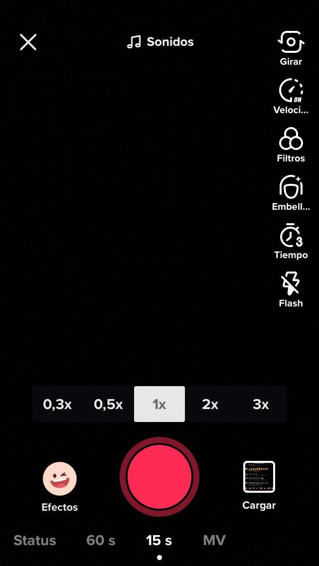Pantalla de Tik Tok