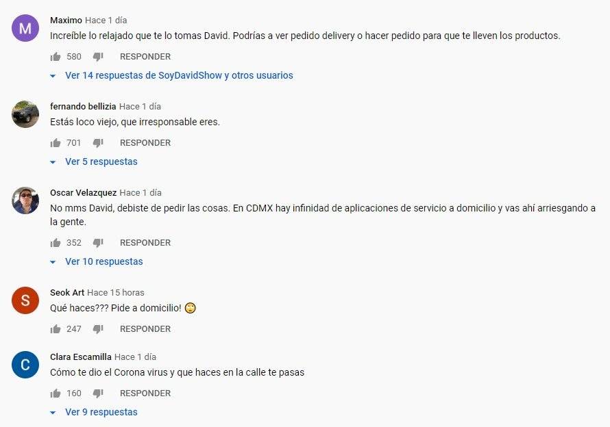Comentarios en video Youtube