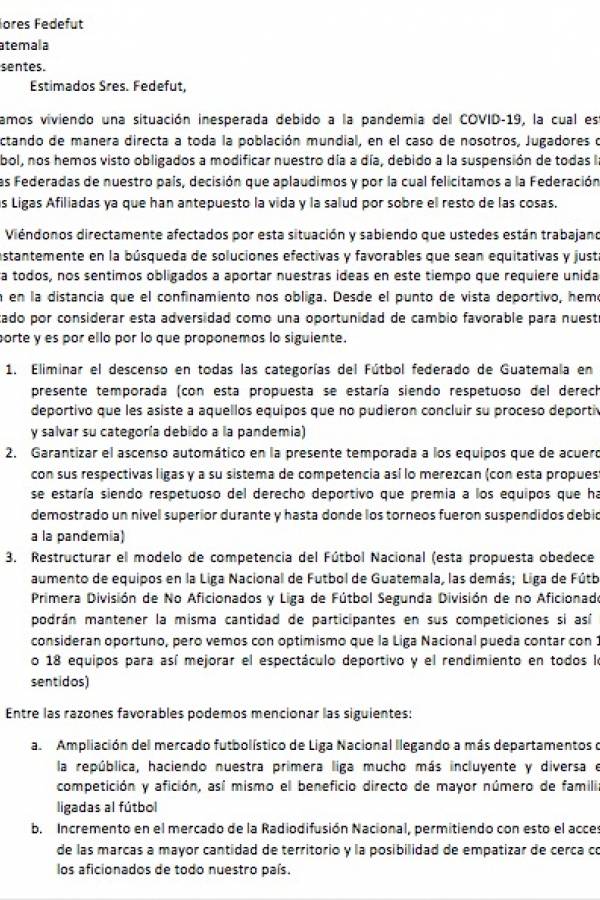 Futbolistas piden que no haya descensos en la Liga Nacional
