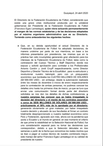 Directorio de la FEF separa de su cargo como presidente a Francisco Egas. Directorio de la FEF separa de su cargo como presidente a Francisco Egas.
