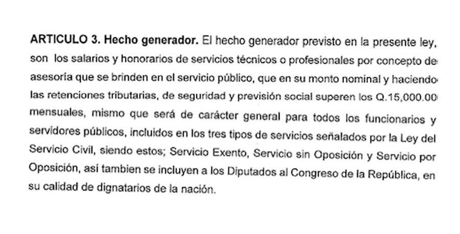 Artículo 3 de la iniciativa "Impuesto para la Emergencia del Covid-19"