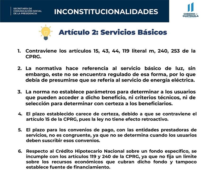 Inconstitucionalidades del artículo 2 del decreto 15-2020, según el Gobierno