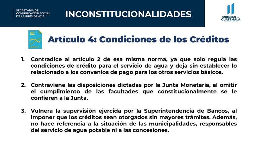 Inconstitucionalidades del artículo 4 del decreto 15-2020, según el Gobierno