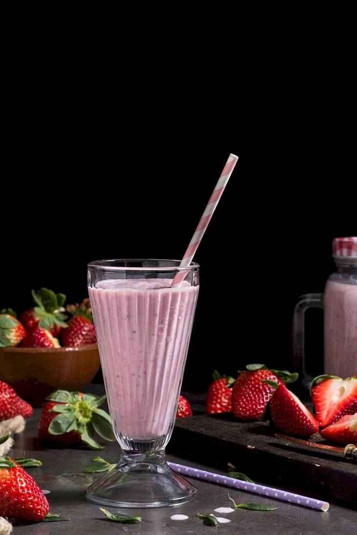 Un especial postre de batido de fresa