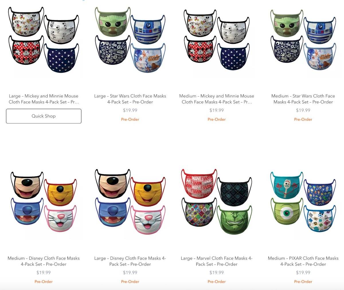 Mascarillas tienda Disney
