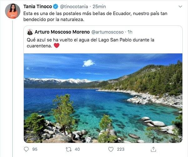 Famoso politólogo ecuatoriano confunde el lago San Pablo y le