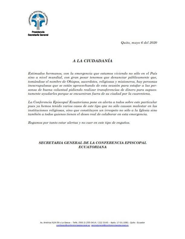 Comunicado Conferencia Episcopal