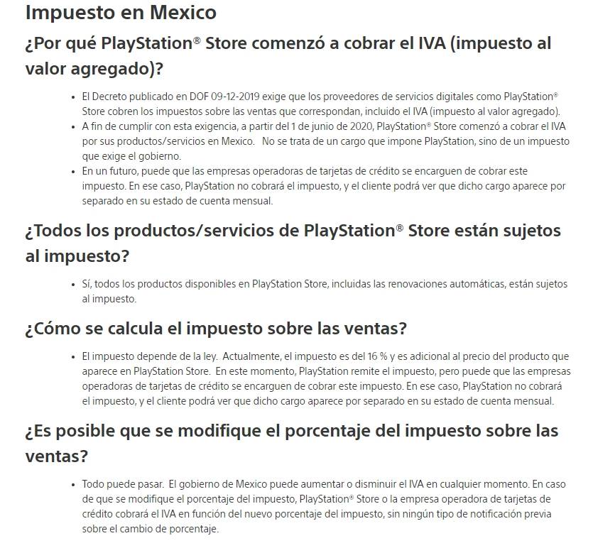 PlayStation impuestos México PlayStation impuestos México