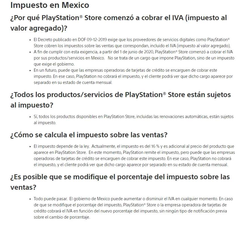 PlayStation impuestos México