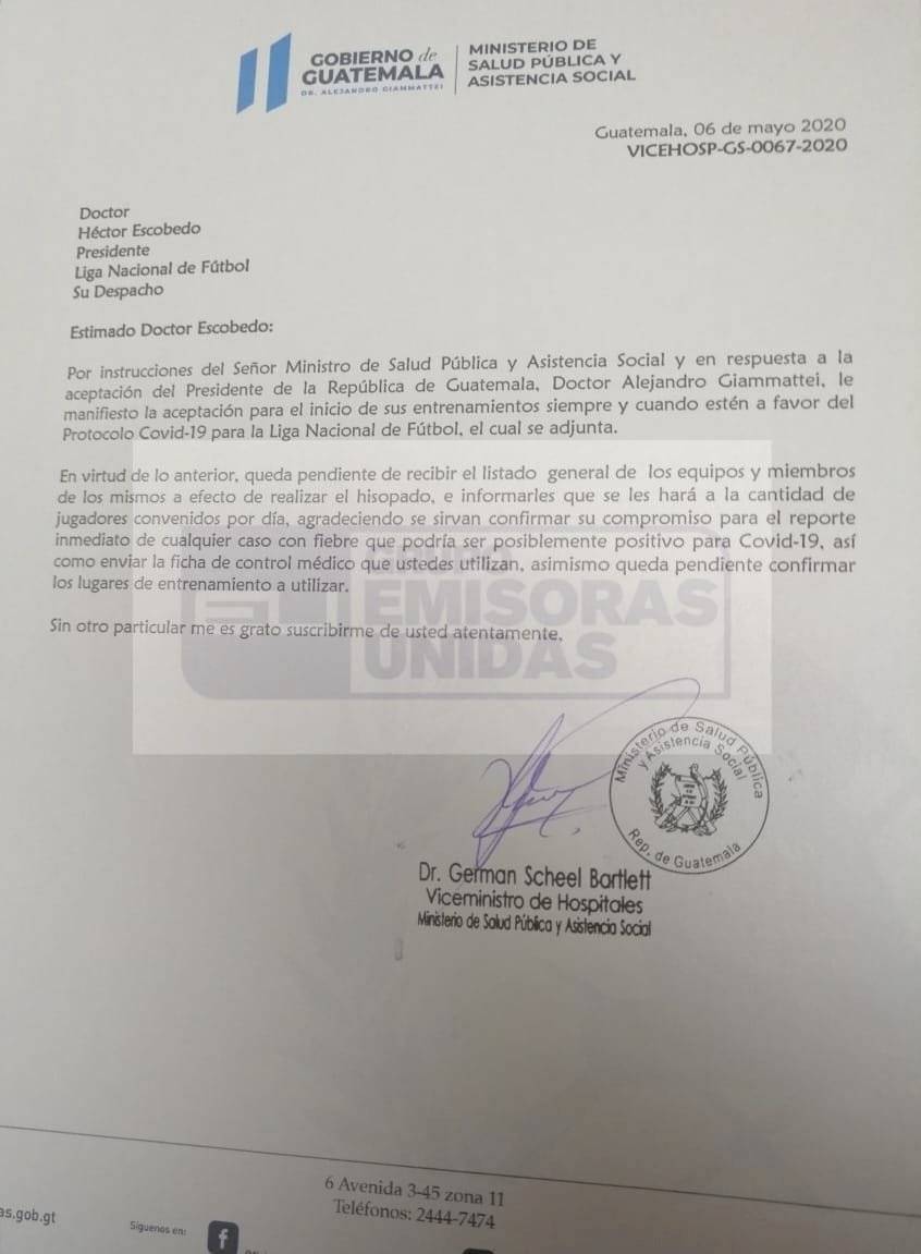 Liga Nacional recibió autorización para reiniciar entrenamientos.