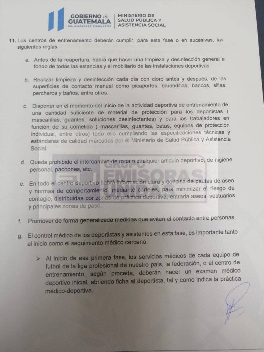 Liga Nacional recibió autorización para reiniciar entrenamientos.