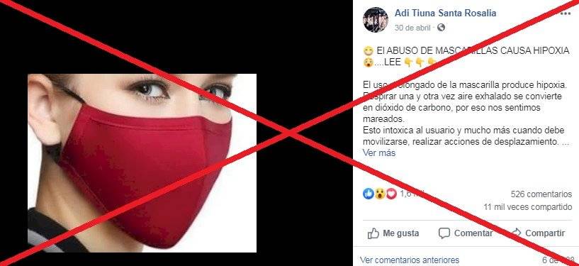 El uso prolongado de la mascarilla no provoca falta de oxígeno