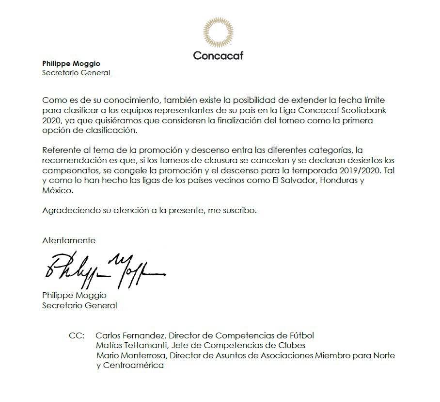Concacaf sugiere que equipos deben clasificar a la Concacaf