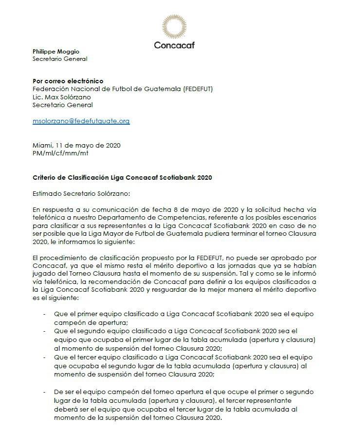 Concacaf sugiere que equipos deben clasificar a la Concacaf