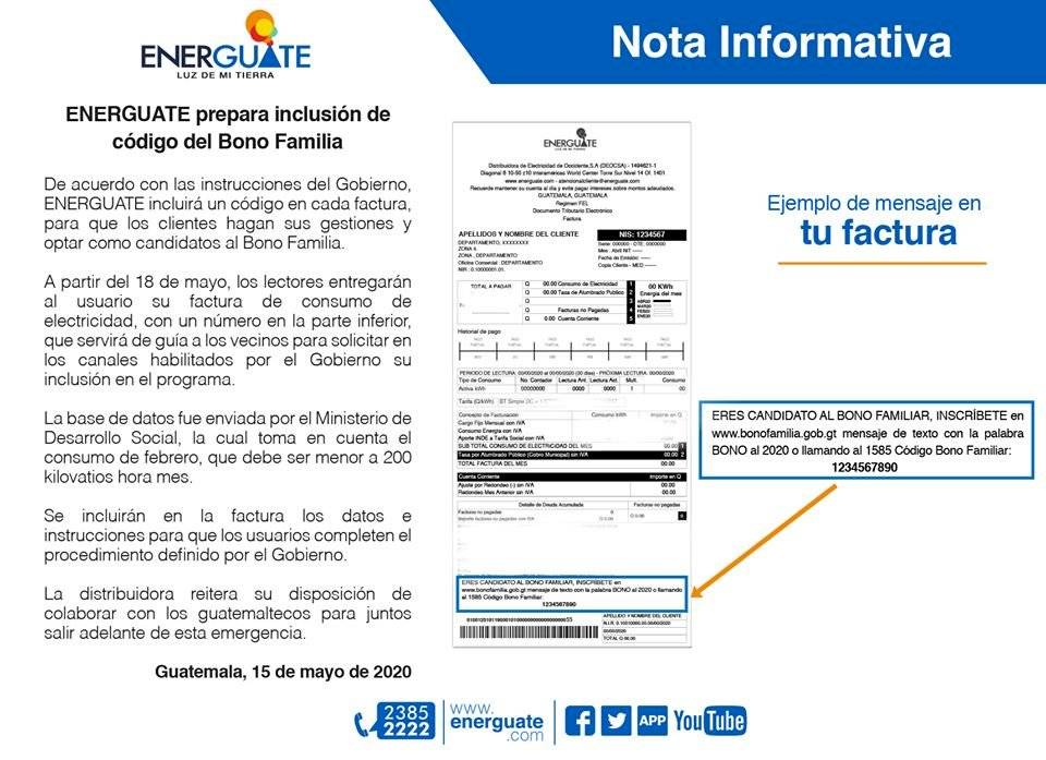 Energuate Bono Familia
