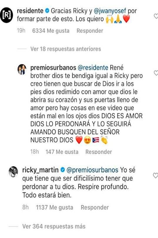Foto: La respuesta de Ricky Martin en Instagram