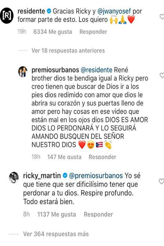 Foto: La respuesta de Ricky Martin en Instagram