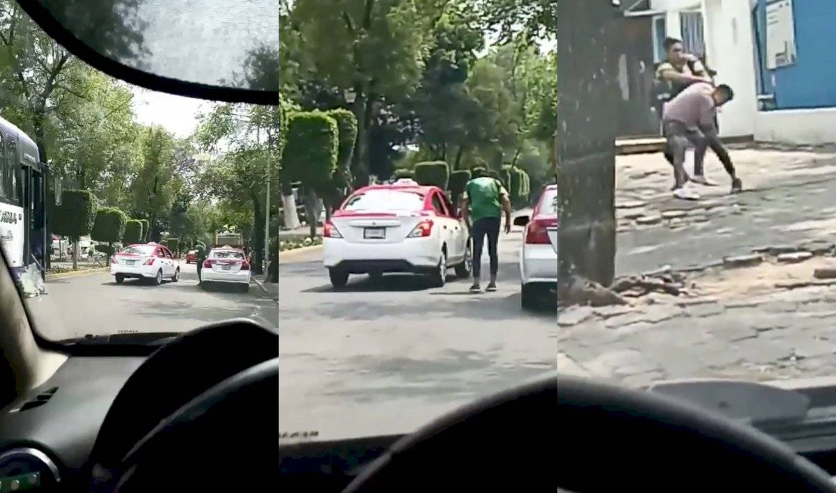 Taxistas peleando