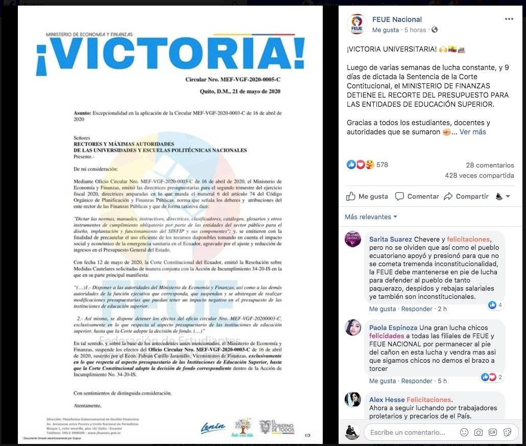 Se detiene el recorte presupuestario para las entidades de educación superior