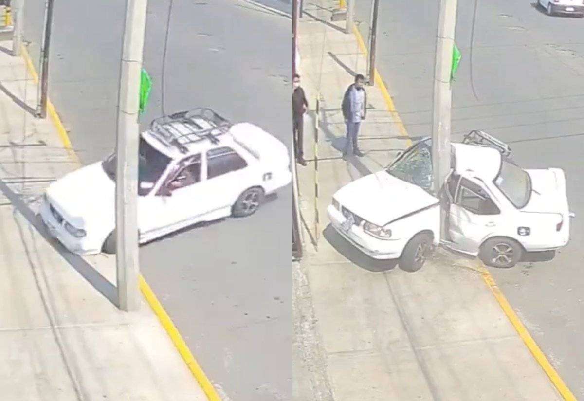 Taxista choca contra poste y fallece