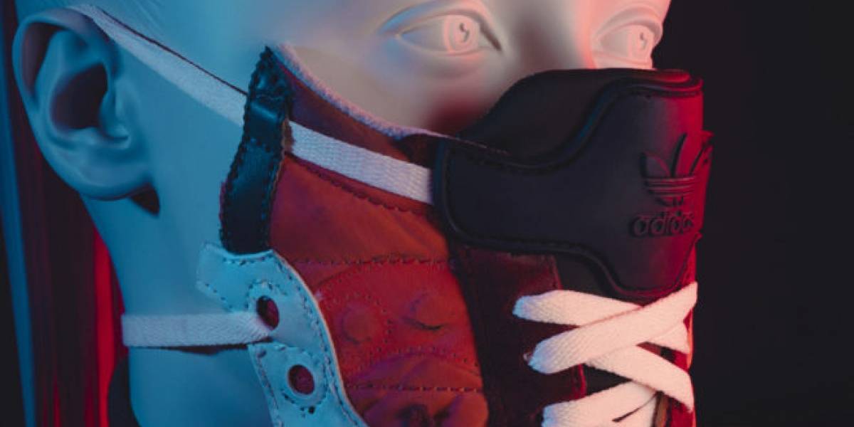 Coronavirus: un diseñador belga creó curiosas mascarillas a base de material de zapatillas
