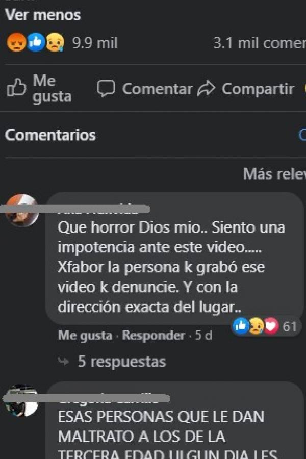 Comentarios sobre agresión a anciano en Honduras