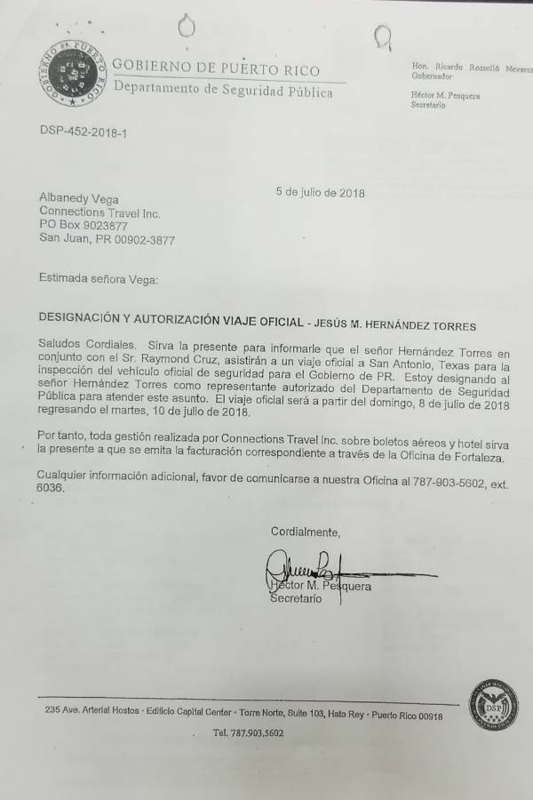 Autorización Héctor Pesquera