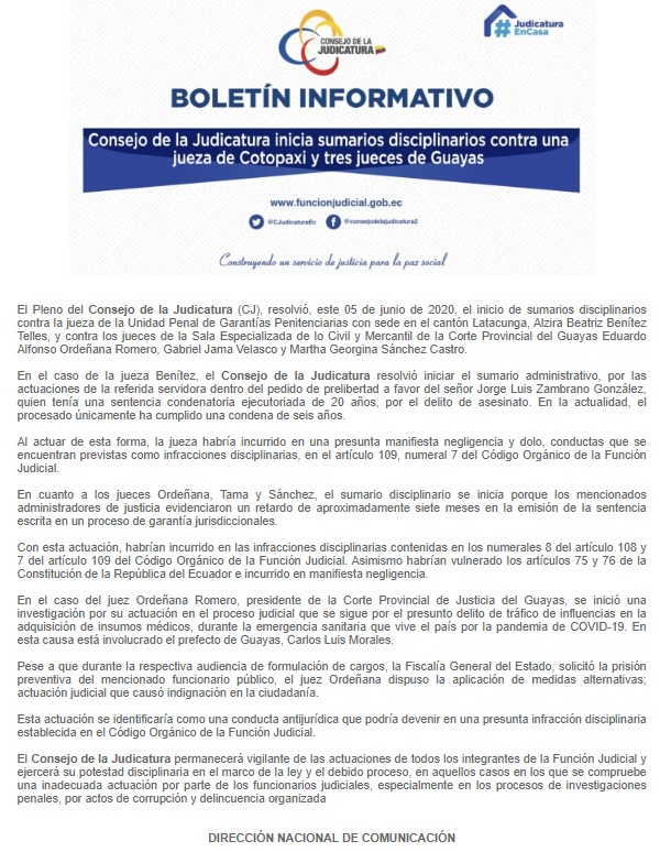 BOLETIN CONSEJO DE LA JUDICATURA