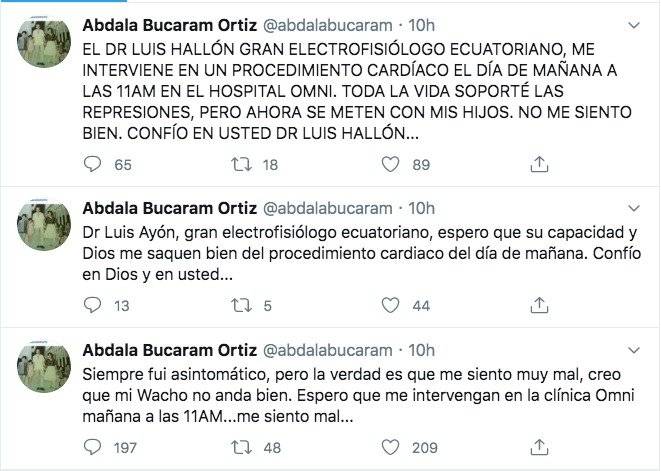 Abdalá Bucaram será intervenido en un procedimiento cardíaco