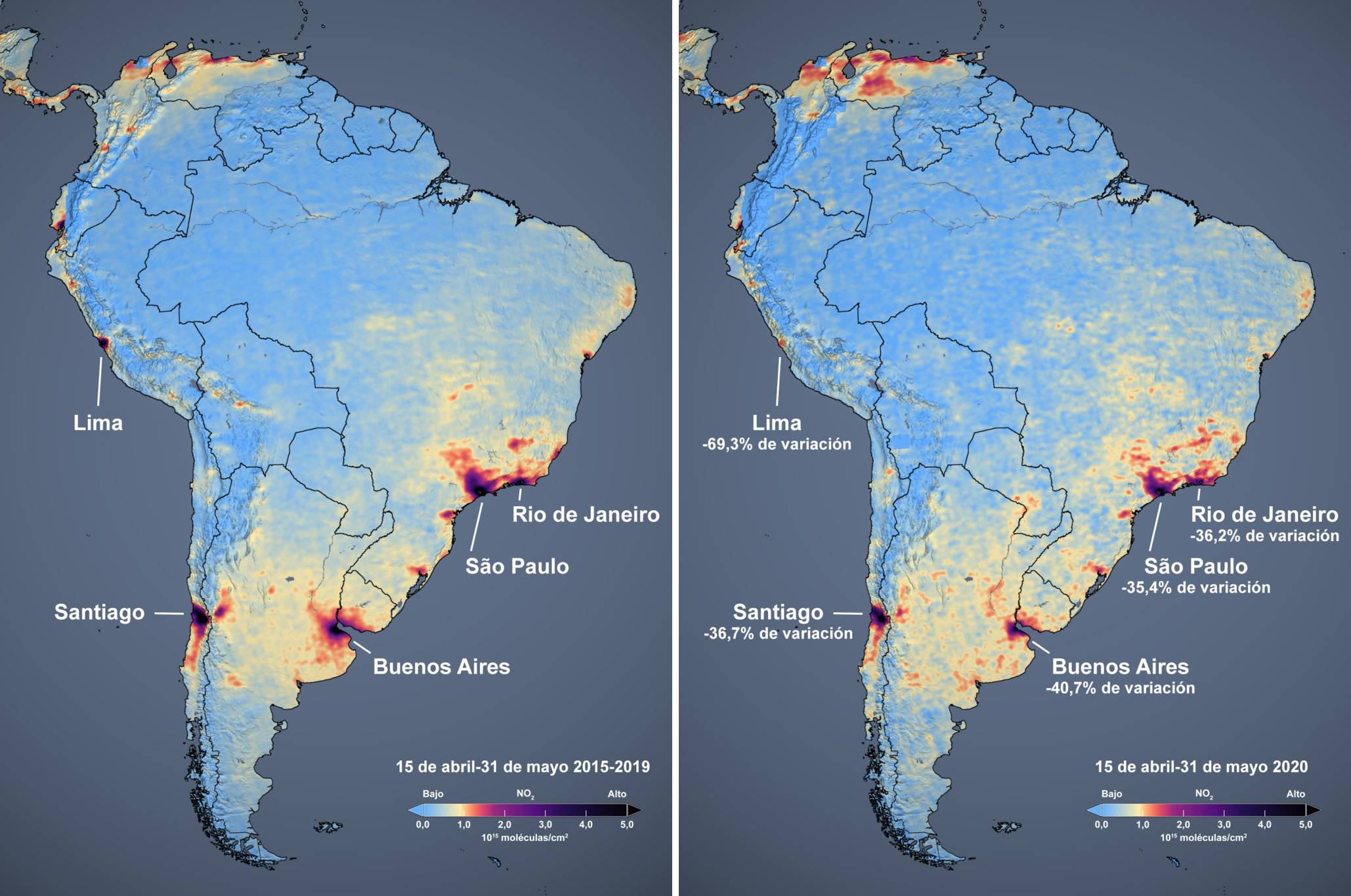  -mapas de la contaminación en Sudamérica 