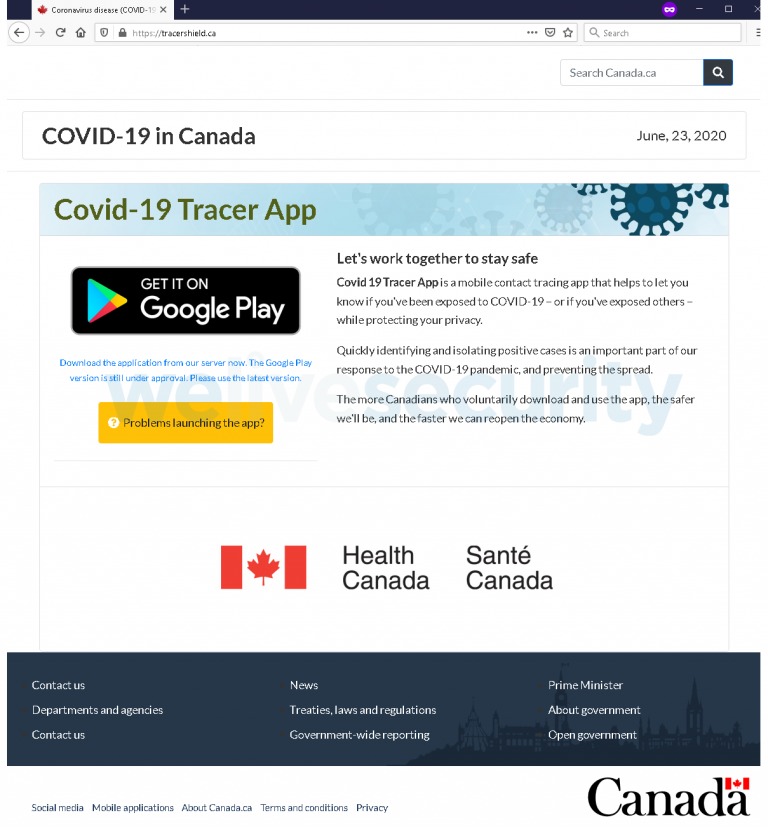 Coronavirus Malware Canadá