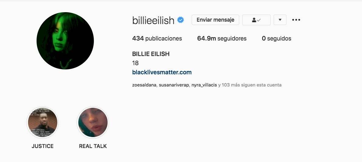 Instagram de Billie Eilish
