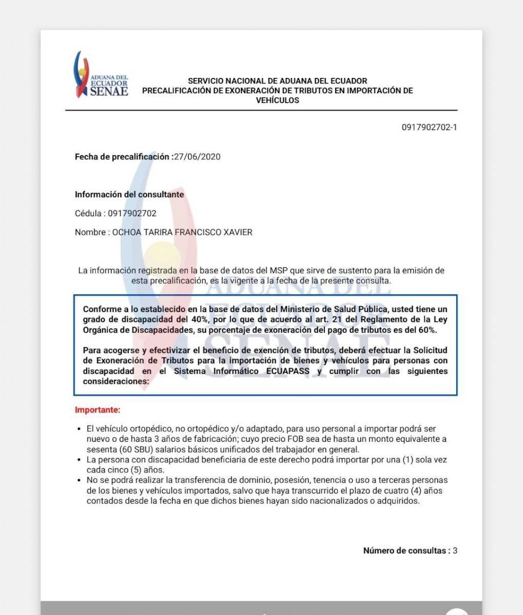 Francico Ochoa tenia carnet de discapacidad