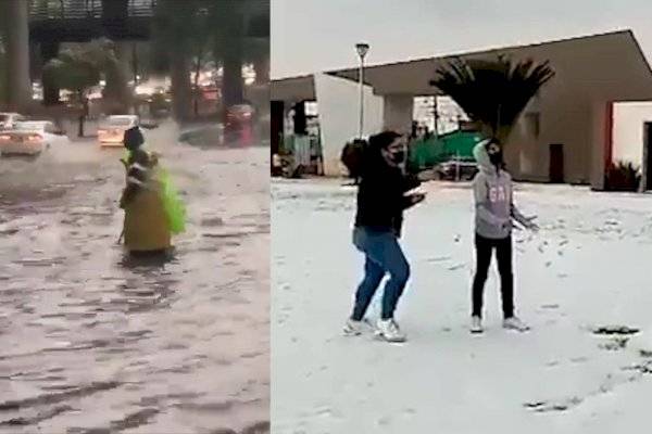 Reportan lluvias torrenciales y caída de granizo en el centro del país