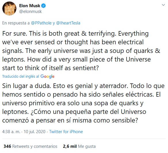  Respuesta de Elon Musk sobre el chip cerebral. 