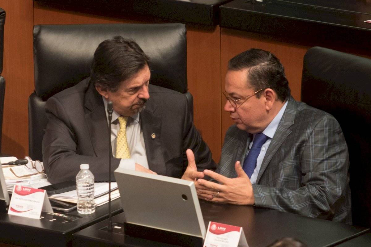 Germán Martínez, ex titular de IMSS junto a Napoleón Gómez Urrutia