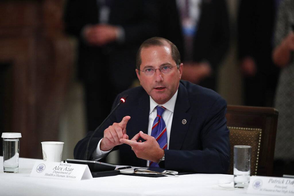 El secretario de Salus estadounidense Alex Azar habla en la Casa Blanca, Washington, 7 de julio de 2020 El secretario de Salus estadounidense Alex Azar habla en la Casa Blanca, Washington, 7 de julio de 2020