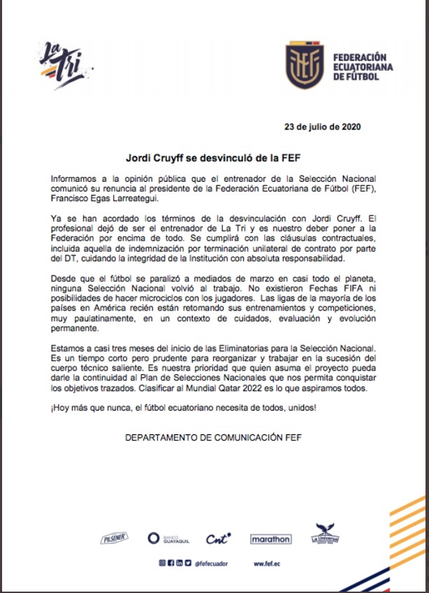 Comunicado de la FEF Comunicado de la FEF