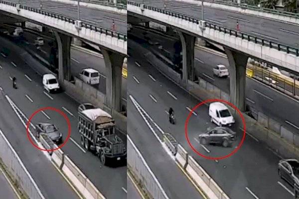 Automovilista choca contra el muro de contención en Naucalpan