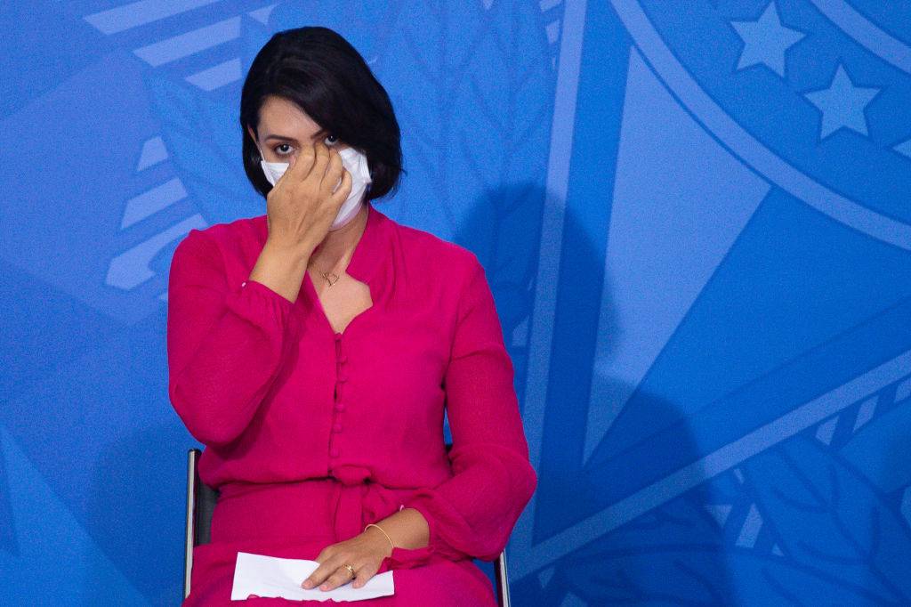 Michelle Bolsonaro durante un evento junto al presidente Michelle Bolsonaro durante un evento junto al presidente