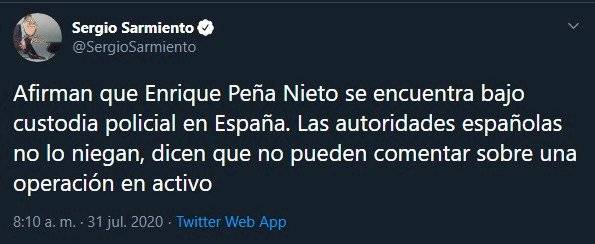 Tuit de Sergio Sarmiento