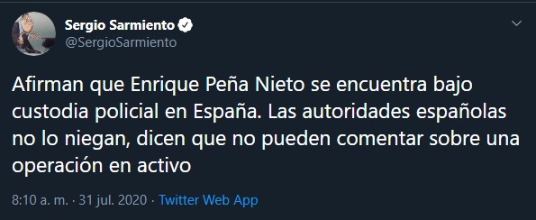 Tuit de Sergio Sarmiento Tuit de Sergio Sarmiento