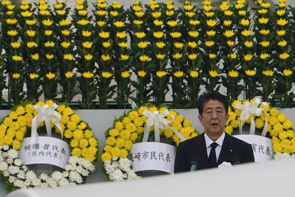 Shinzo Abe, primer ministro de Japón, durante la ceremonia