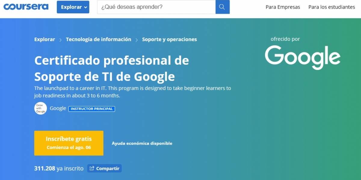 ¿Quieres graduarte en la ‘Universidad’ de Google en solo seis meses? Aquí están todos los datos
