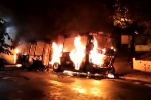 Ônibus incendiado no Sacomã nesta segunda (10)
