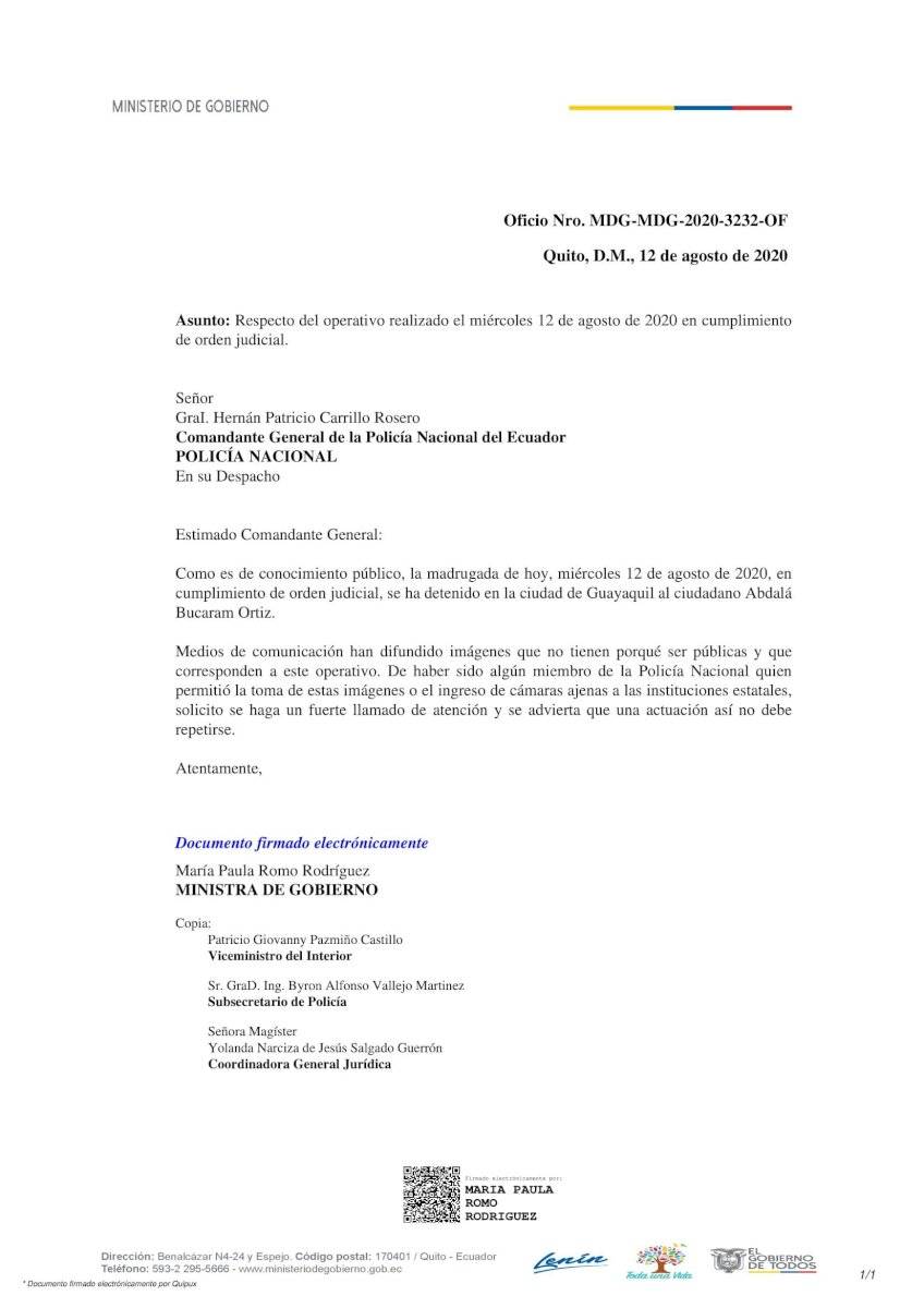 Carta de María Paula Romo